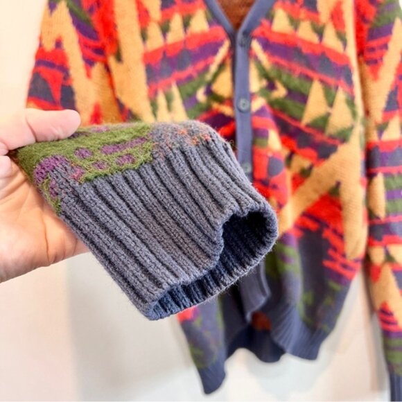 BDG Urban Outfitters Southwest Aztec Knit Cardigan Sweater M Boho Retro Grunge - Picture 3 of 10